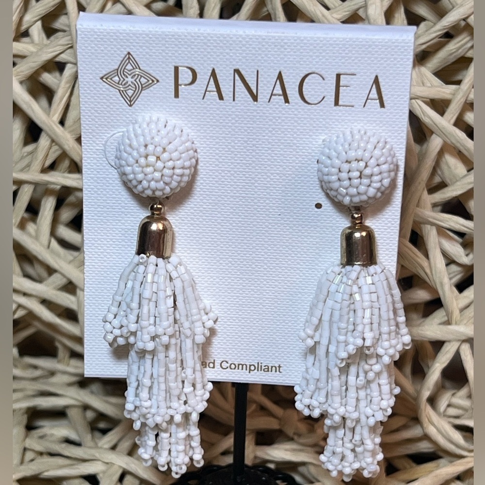 PANACEA • WHITE TASSEL DANGLE EARRING • NWT - Picture 3 of 5